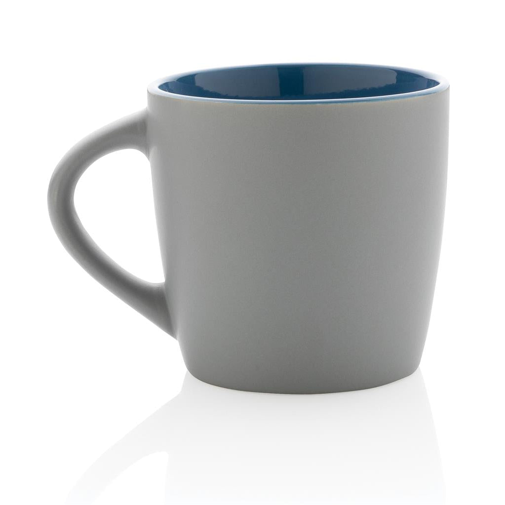matter-Becher-Tasse-Keramik-aussen-grau-matt-innen-blau-bedrucken-lassen