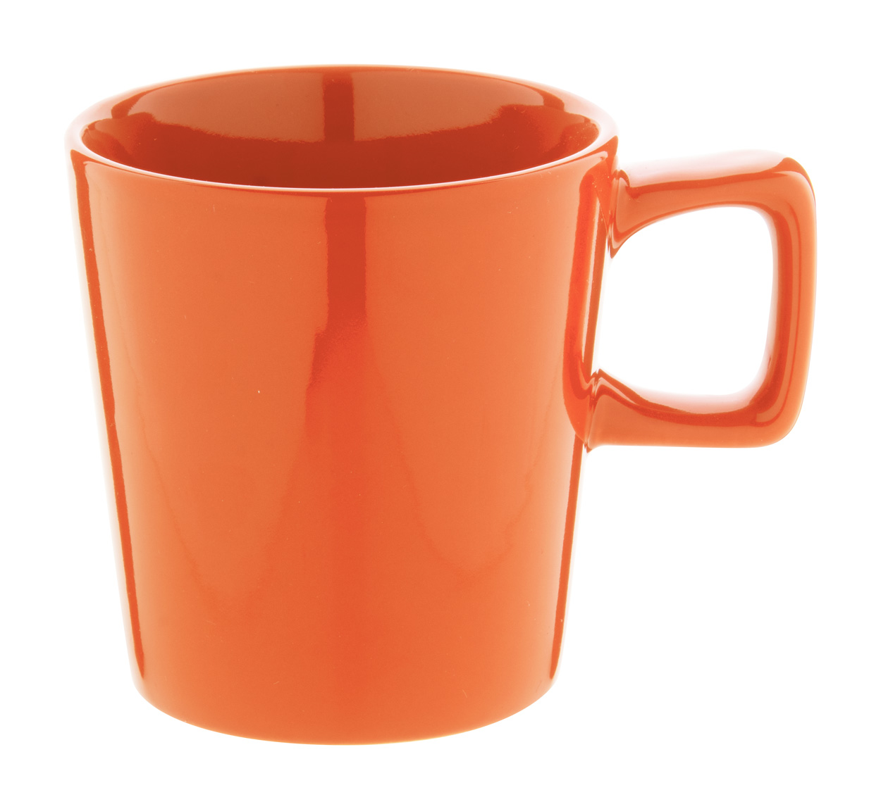 Tasse-orange-Griff-eckig-mit-Logo-bedrucken