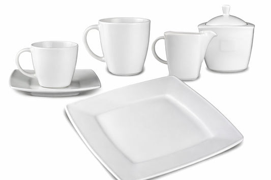 Geschirr-set-firma-Porzellan-eckig