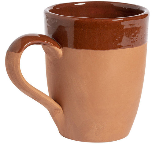 Natur Becher aus Ton - Handmade in Europe - geschwungener Henkel