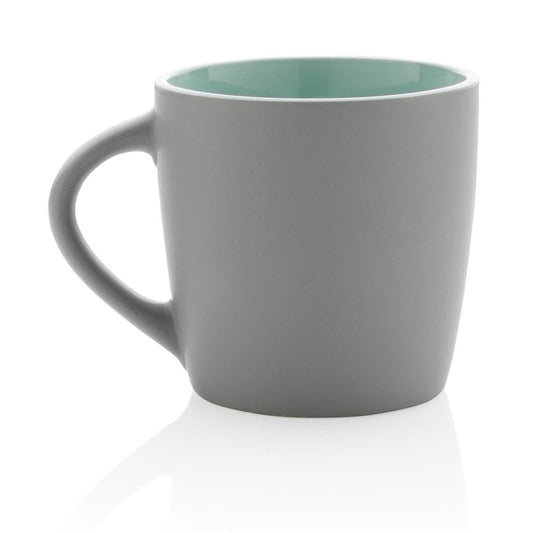 matter-Becher-Tasse-Keramik-aussen-grau-matt-innen-gruen-bedrucken-lassen